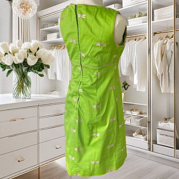 Vintage Lilly Pulitzer Green Pink Dragonfly Dress White Label in Size 4 Petite - Picture 6 of 7